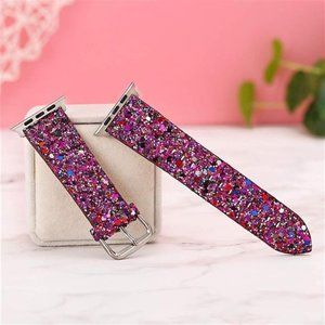Luxury Sparkle Leather Bling Band Compatible for iWatch 38mm 40mm